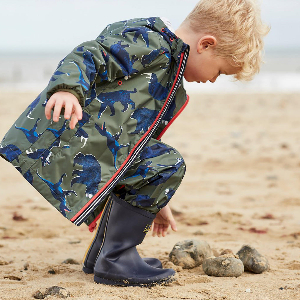 Joules Kids Bayfield Waterproof Jacket Green Beasts