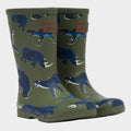 Kids Roll Up Wellies Green Animal