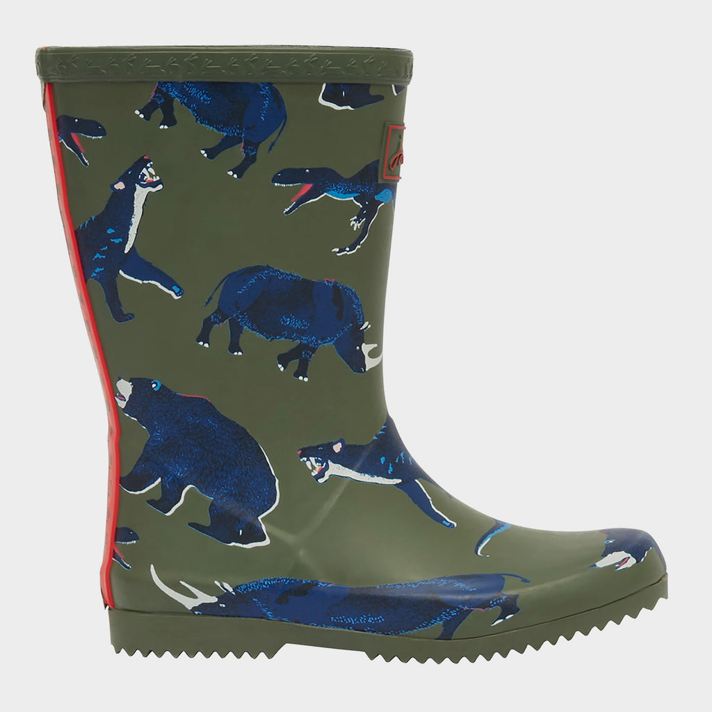 Kids Roll Up Wellies Green Animal