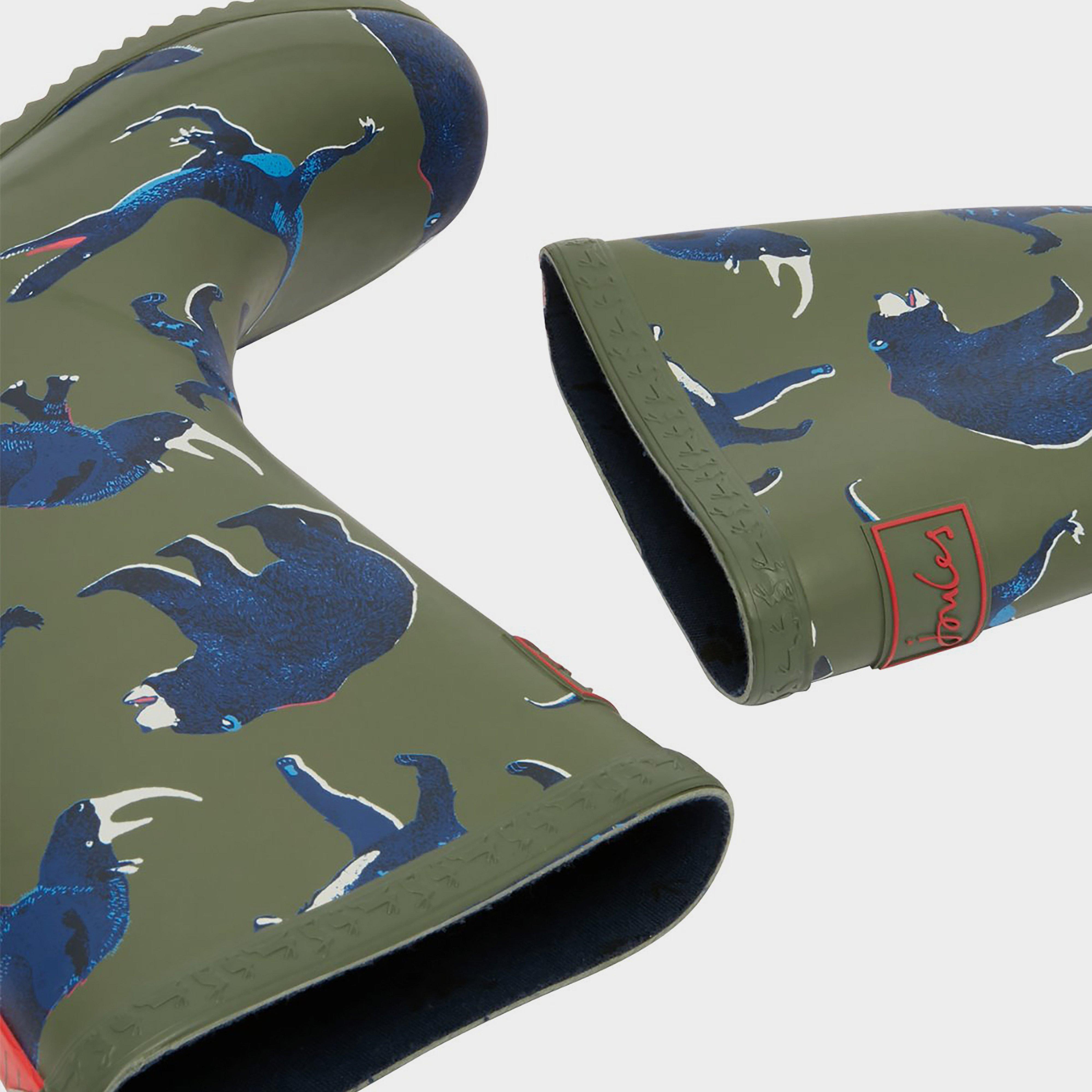 Kids Roll Up Wellies Green Animal