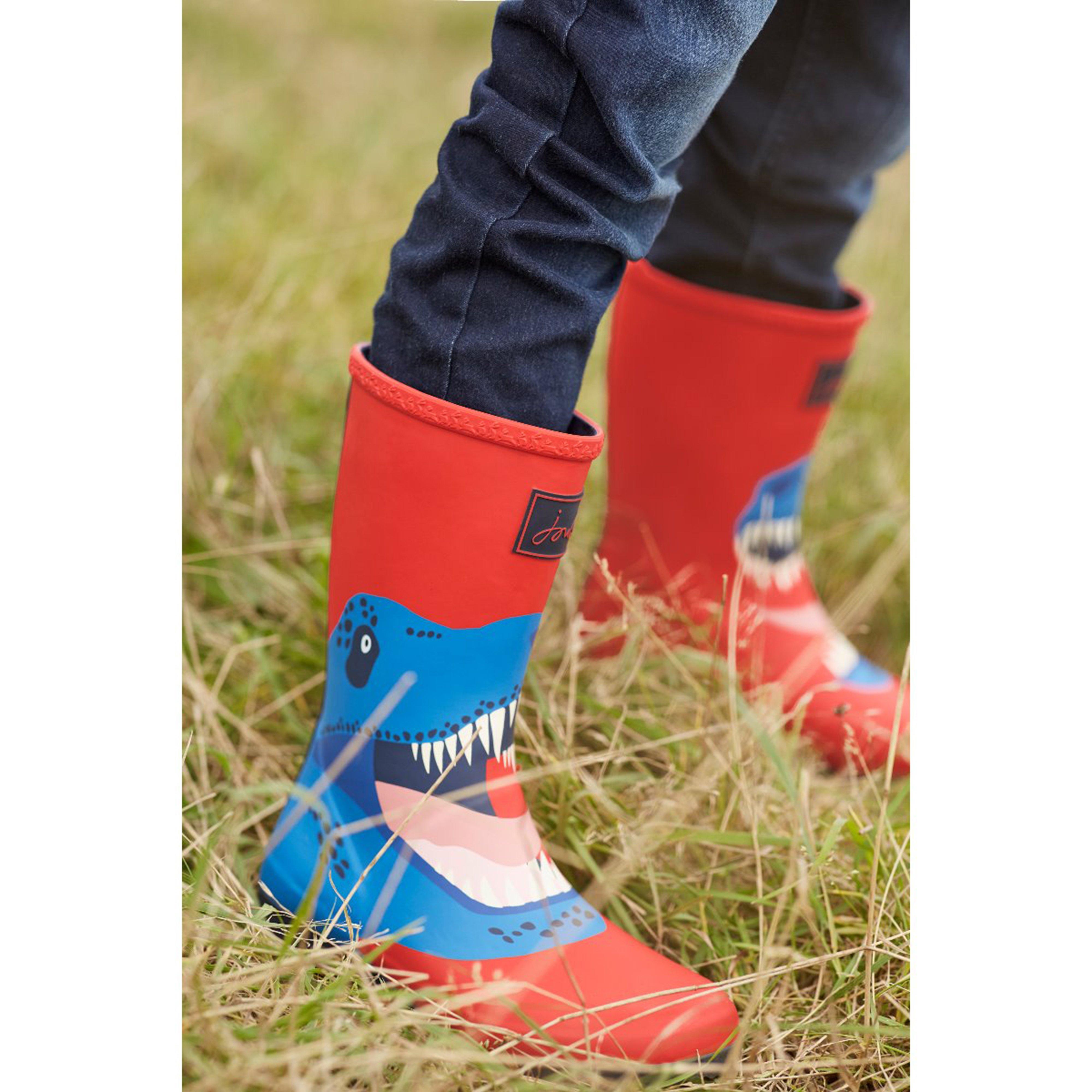 Childs Roll Up Wellies Red Dino