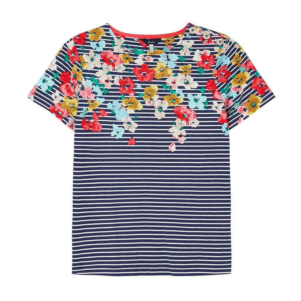 Womens Harbour Print Short Sleeved Top Blue Border Stripe