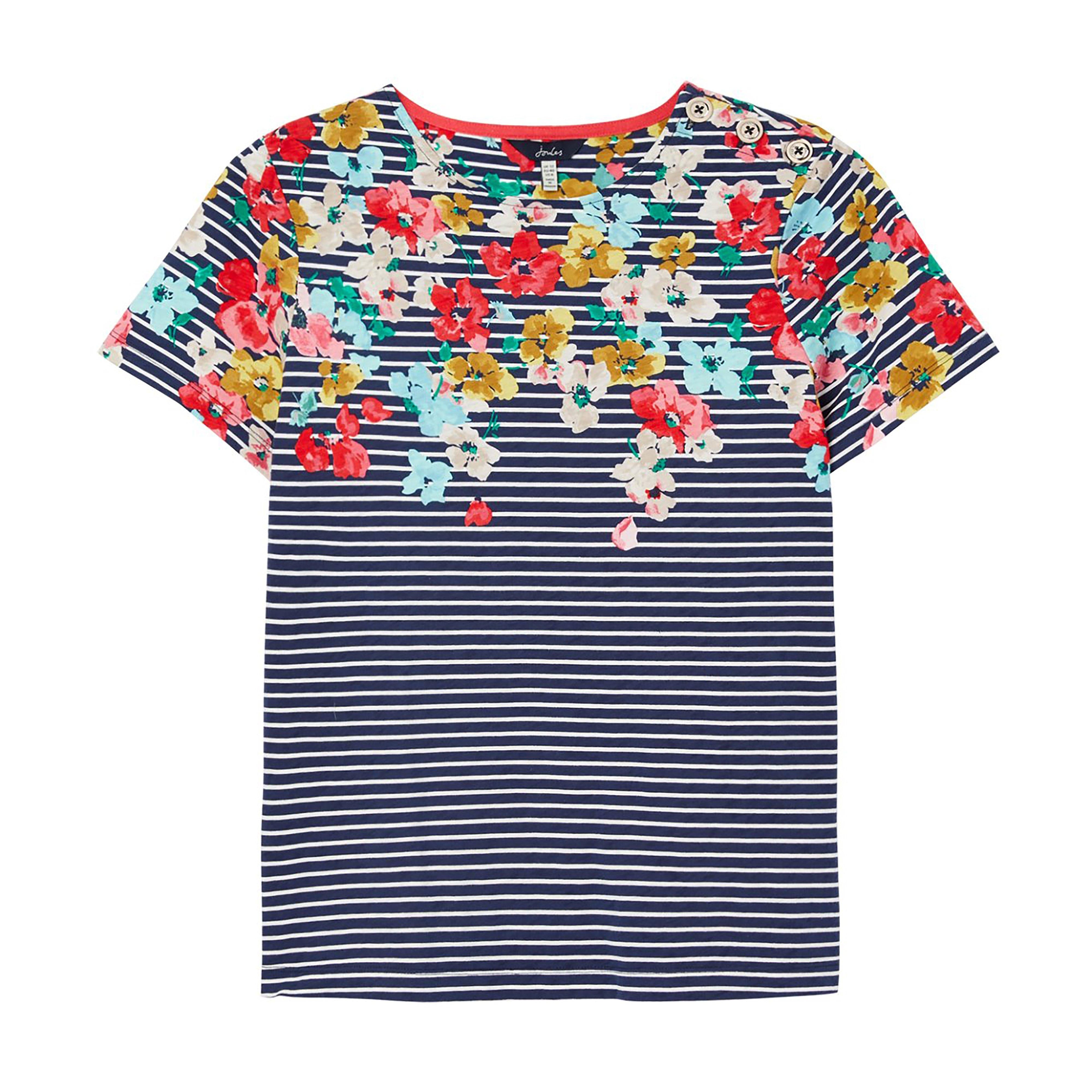 Womens Harbour Print Short Sleeved Top Blue Border Stripe