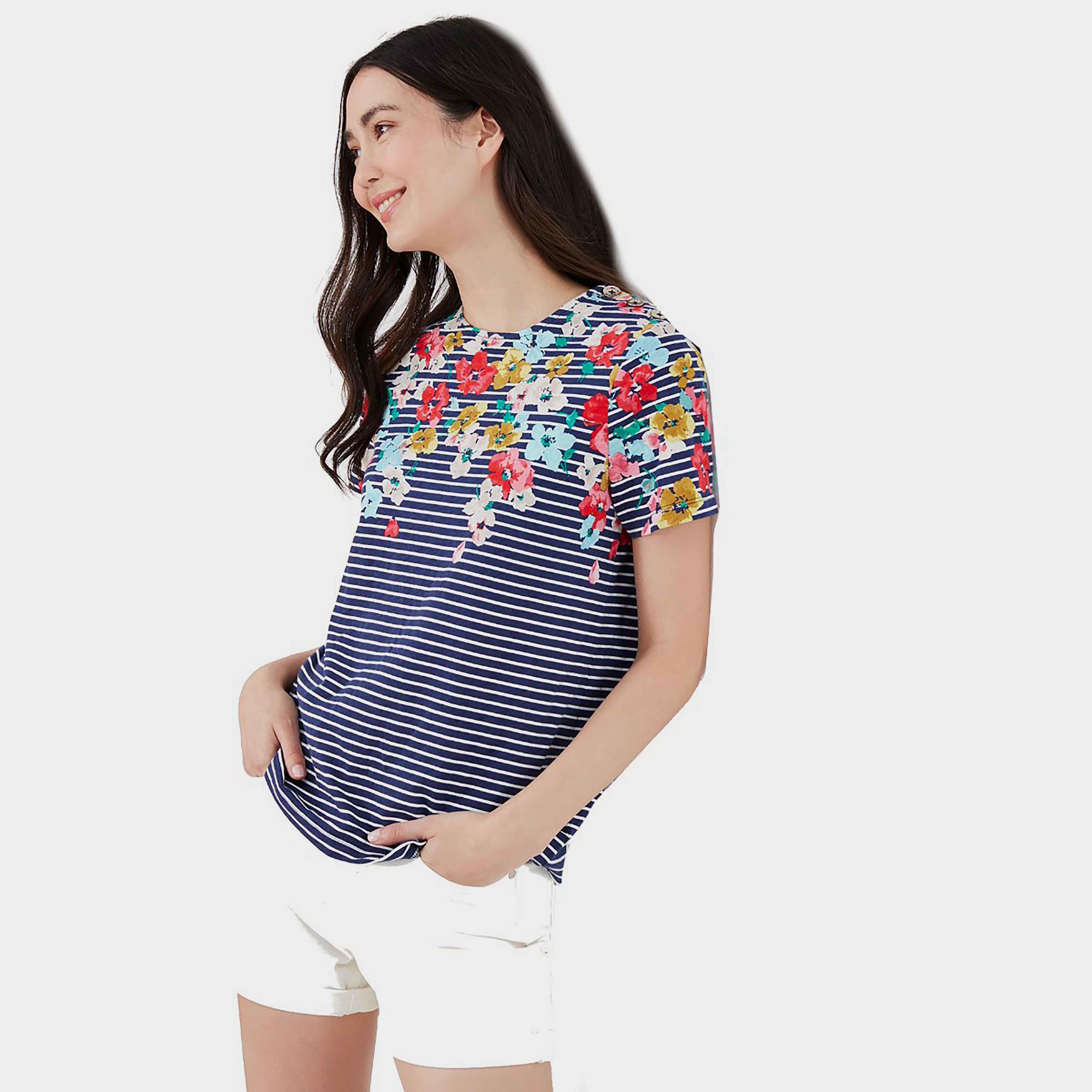 Womens Harbour Print Short Sleeved Top Blue Border Stripe