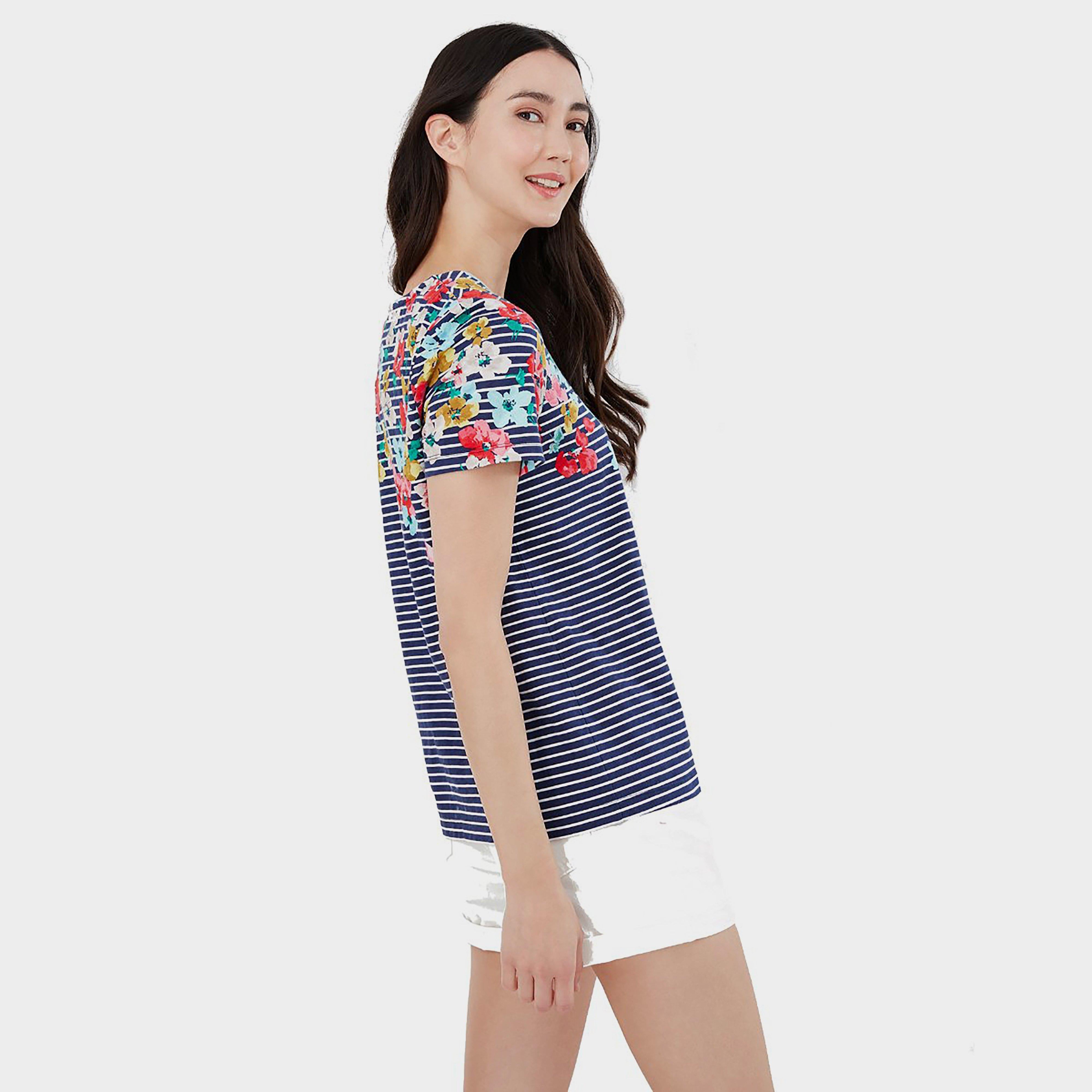 Womens Harbour Print Short Sleeved Top Blue Border Stripe