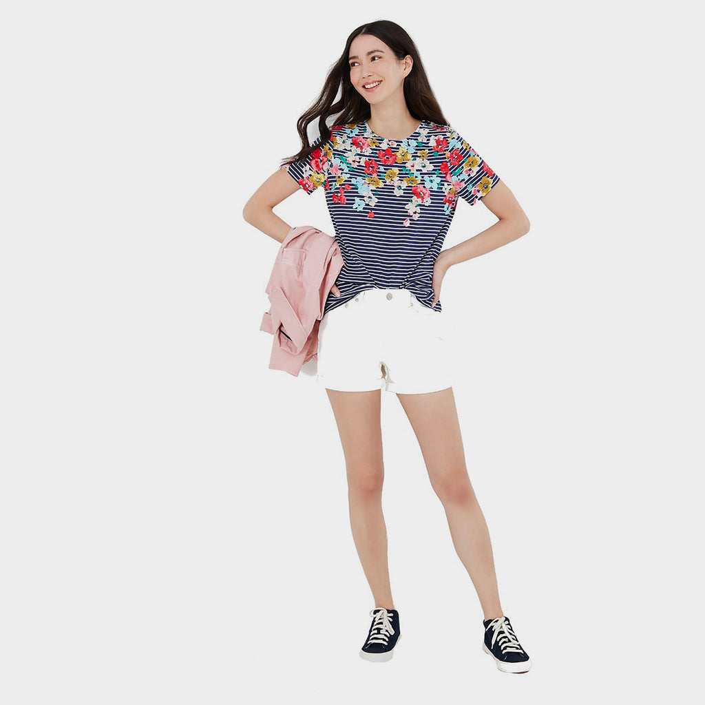 Womens Harbour Print Short Sleeved Top Blue Border Stripe