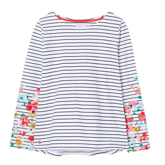 Womens Harbour Print Jersey Top Navy Stripe Floral