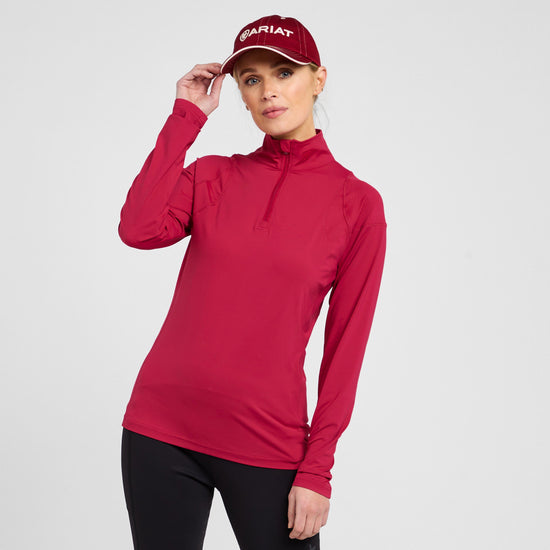 Womens Auburn 1/4 Zip Baselayer Red Bud