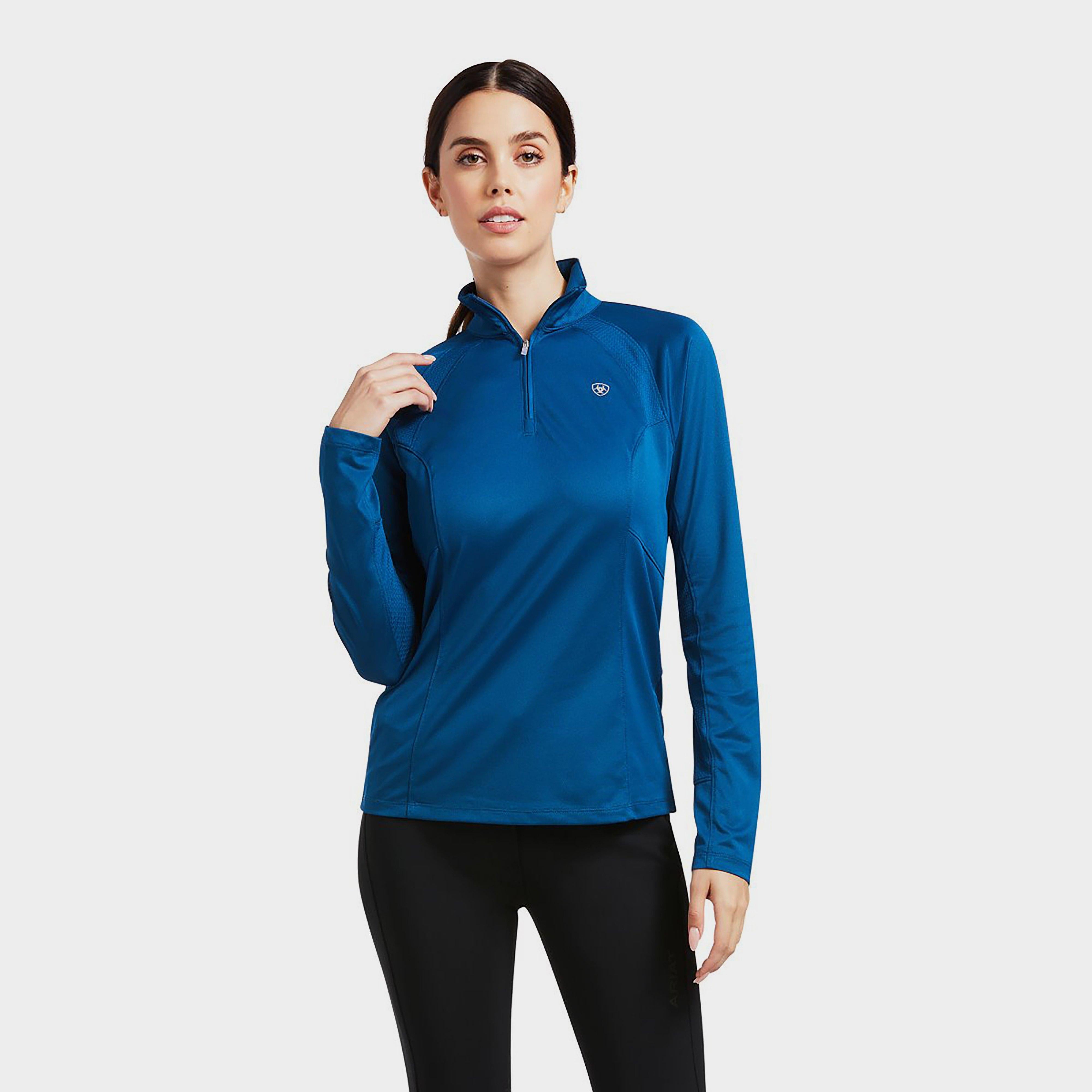 Womens Sunstopper 2.0 1/4 Zip Baselayer Blue Opal