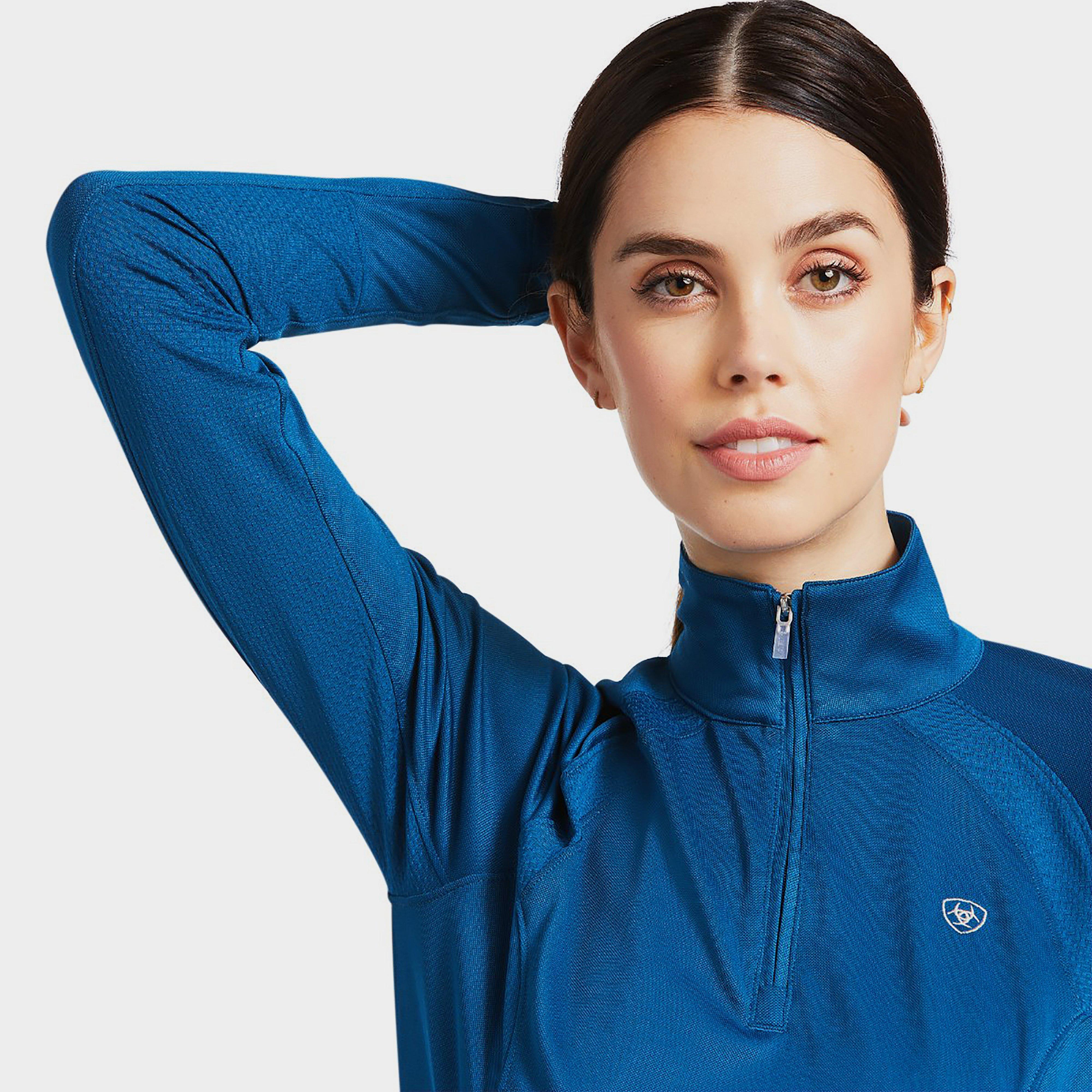 Womens Sunstopper 2.0 1/4 Zip Baselayer Blue Opal