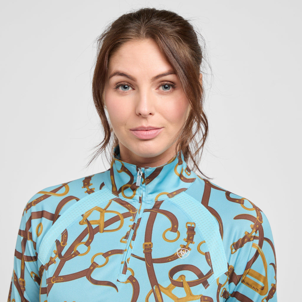 Womens Sunstopper 2.0 1/4 Zip Baselayer Milky Blue Bridle