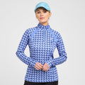 Womens Sunstopper 2.0 1/4 Zip Baselayer Reykjavik Blue Ditsy Horse