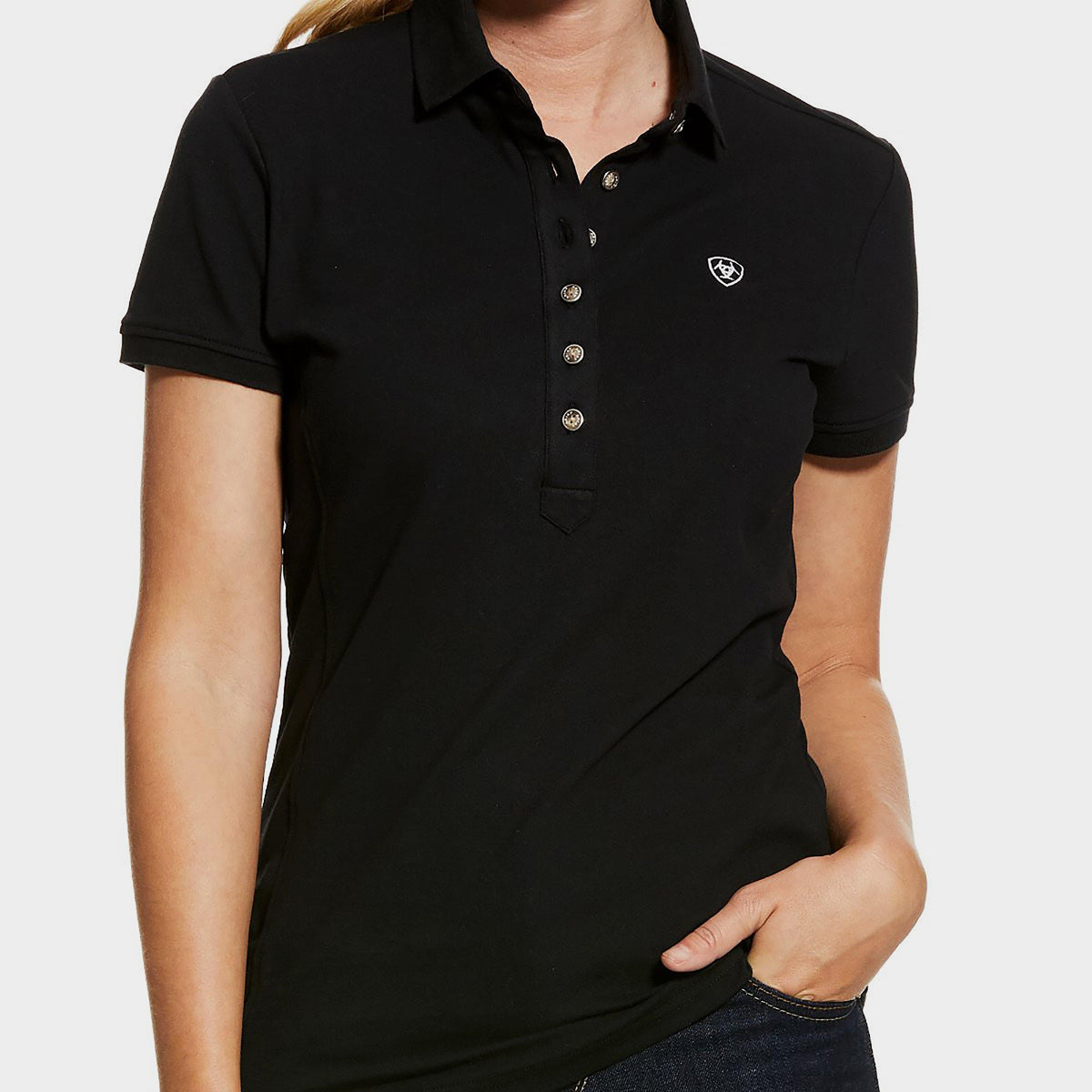 Womens Prix 2.0 Short Sleeved Polo Shirt Black
