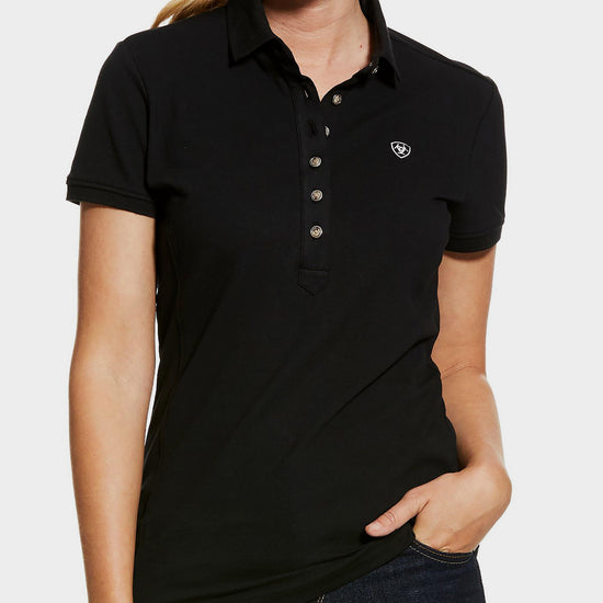 Womens Prix 2.0 Short Sleeved Polo Shirt Black