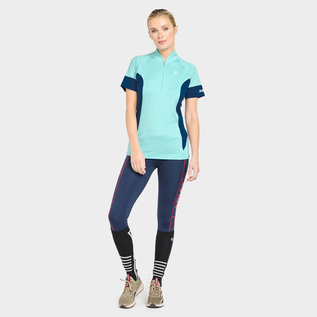 Womens Cambria Jersey 1/4 Zip Baselayer Milky Blue/Blue Opal