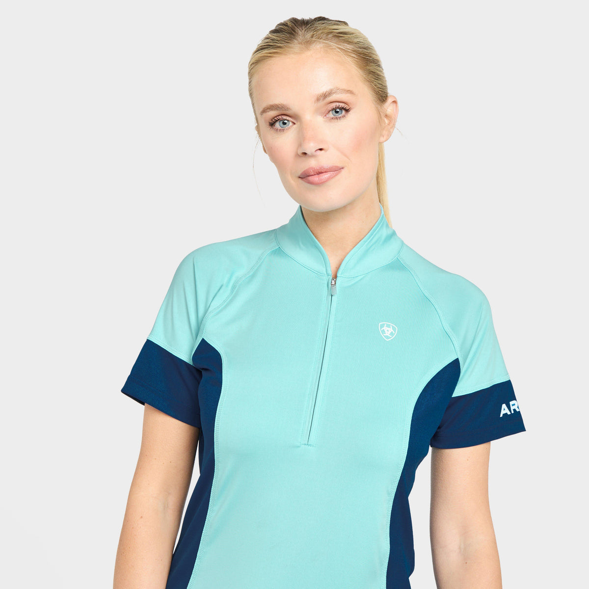 Womens Cambria Jersey 1/4 Zip Baselayer Milky Blue/Blue Opal