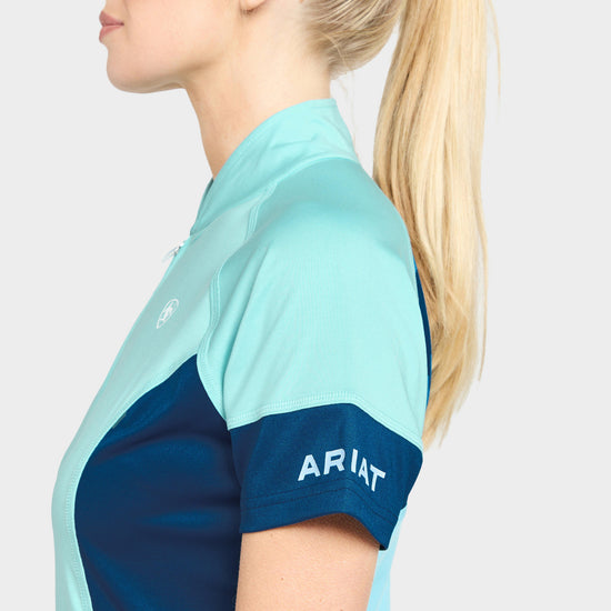 Womens Cambria Jersey 1/4 Zip Baselayer Milky Blue/Blue Opal