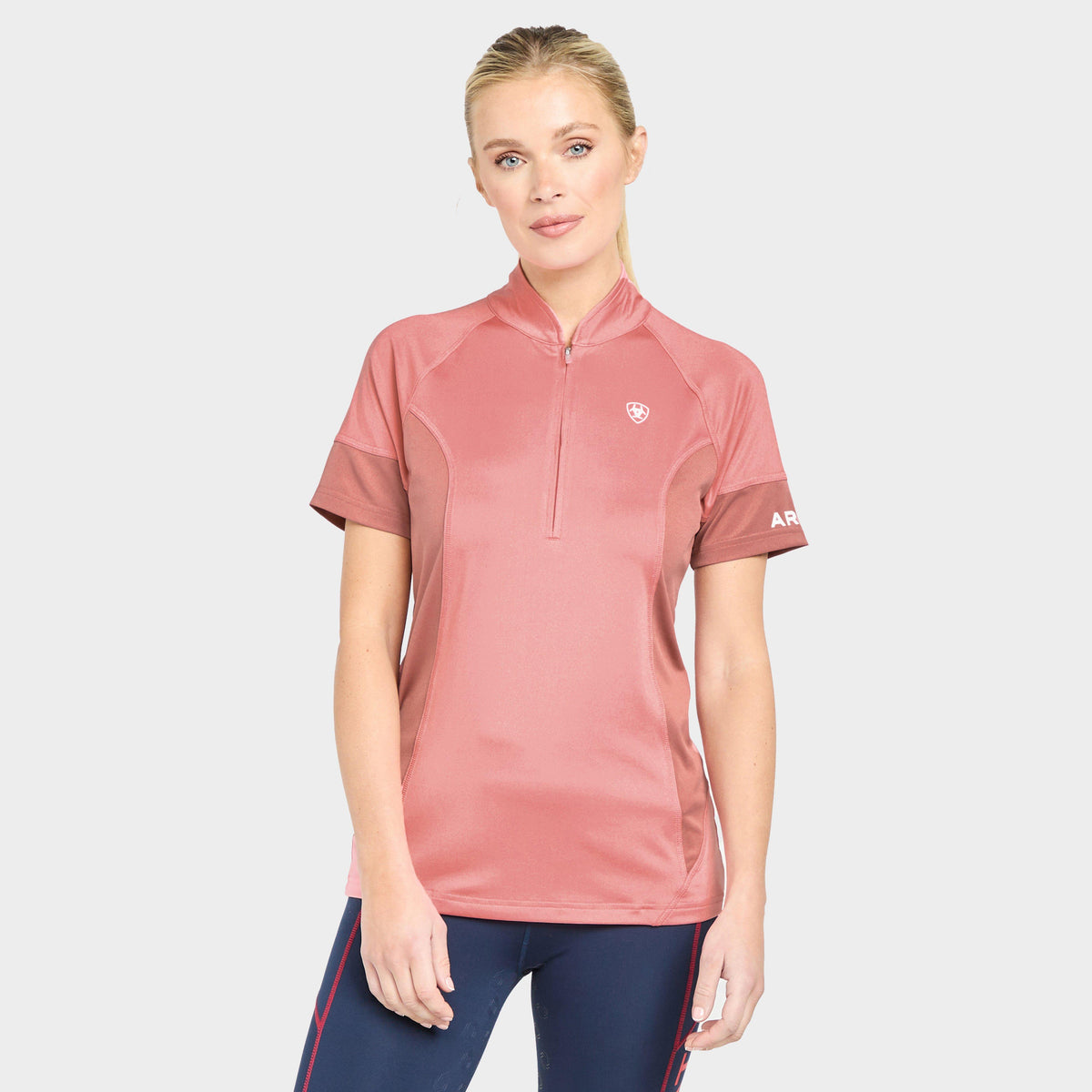 Womens Cambria Jersey 1/4 Zip Baselayer Peach Blossom/Antique Rubia