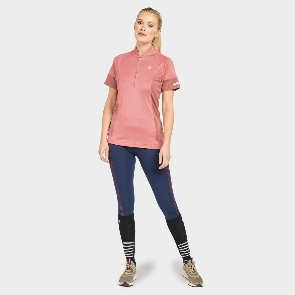 Womens Cambria Jersey 1/4 Zip Baselayer Peach Blossom/Antique Rubia