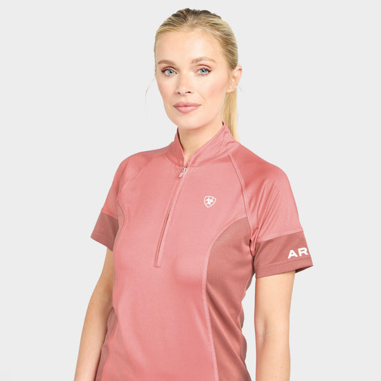 Womens Cambria Jersey 1/4 Zip Baselayer Peach Blossom/Antique Rubia