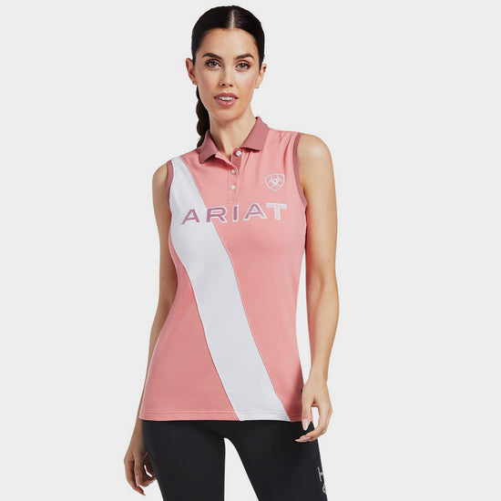 Womens Taryn Sleeveless Polo Shirt Peach Blossom