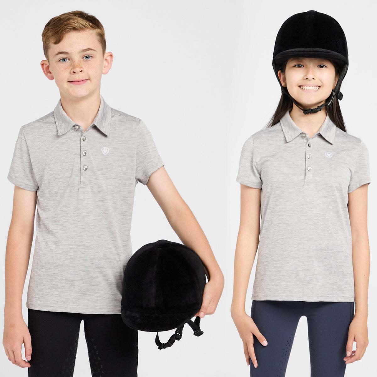 Childs Laguna Short Sleeved Polo Shirt Heather Grey