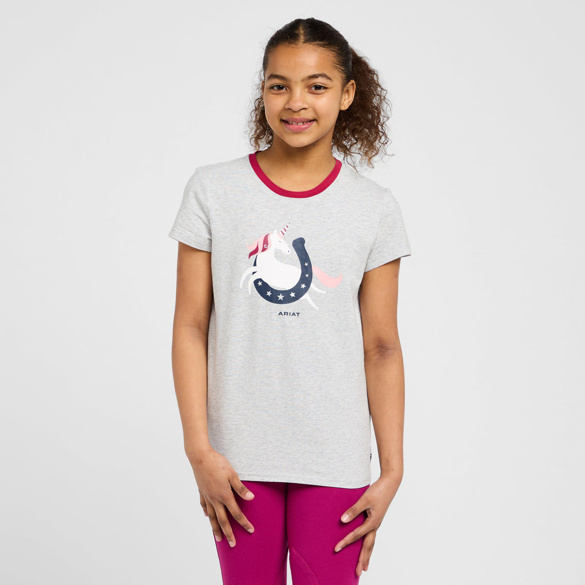 Childs Unicorn Moon Short Sleeved Top Heather Grey