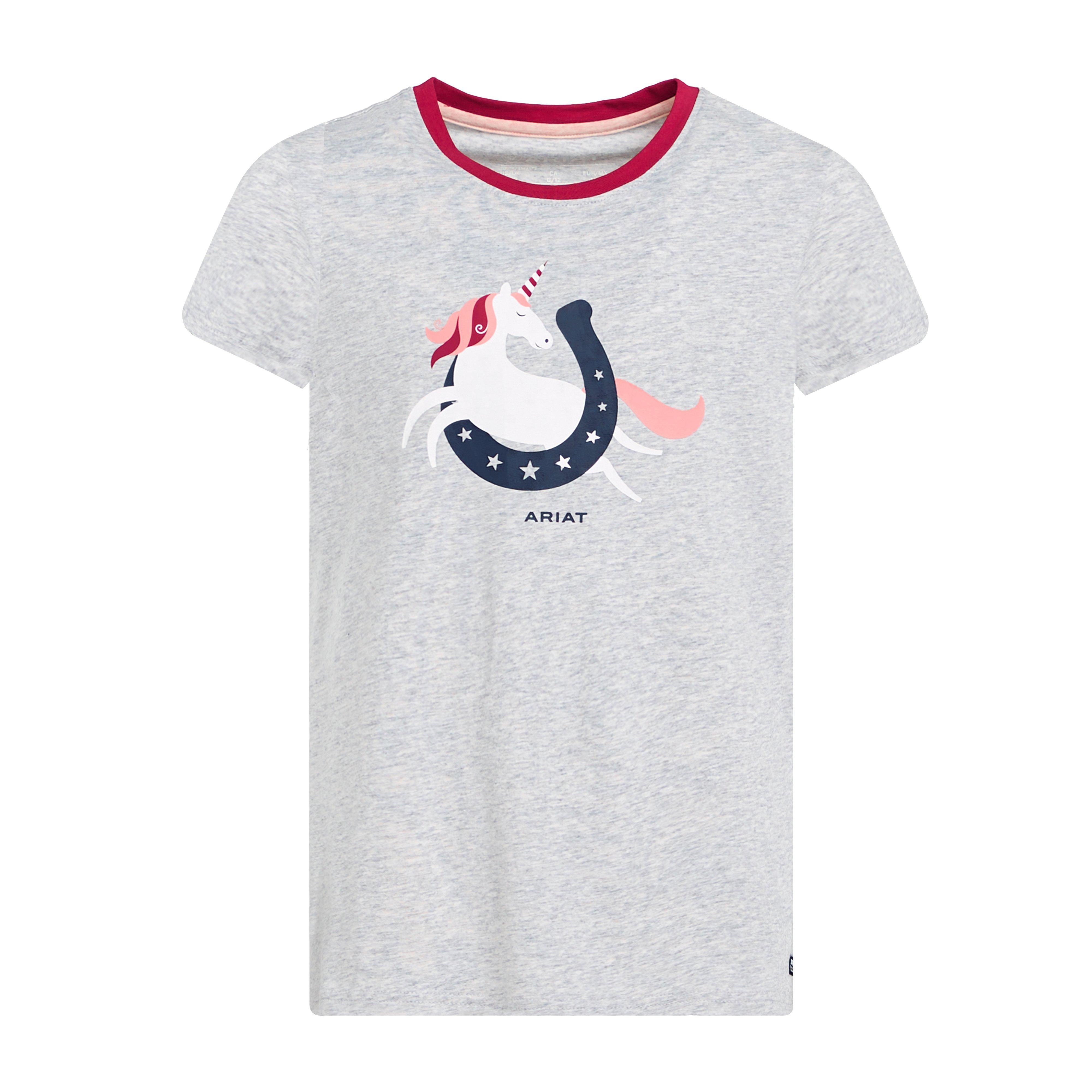 Childs Unicorn Moon Short Sleeved Top Heather Grey