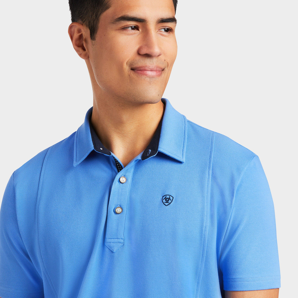 Mens Medal Short Sleeved Polo Reykjavik Blue
