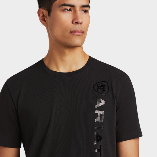 Mens Vertical Logo Short Sleeved Top Black