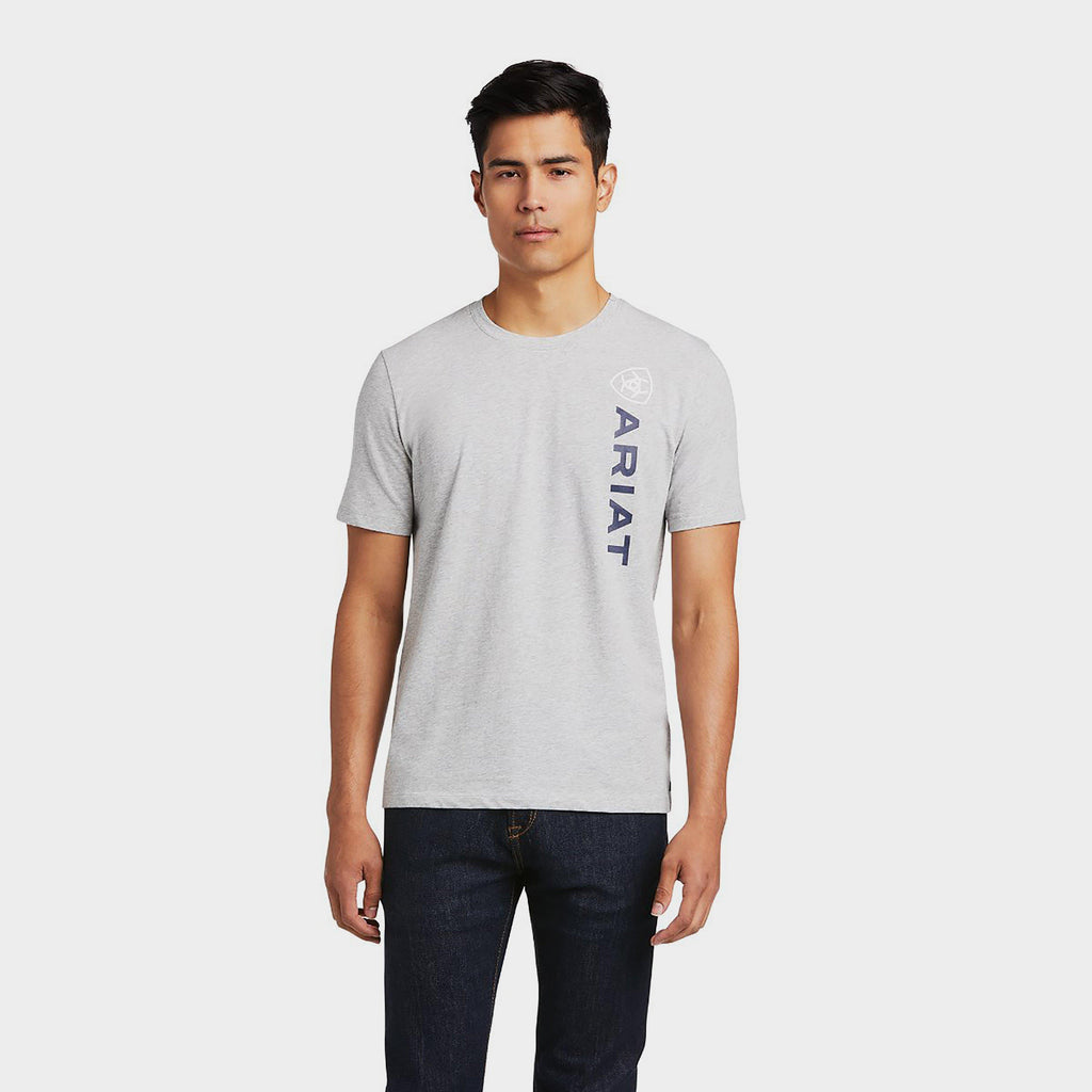 Mens Vertical Logo Short Sleeved Top Heather Grey
