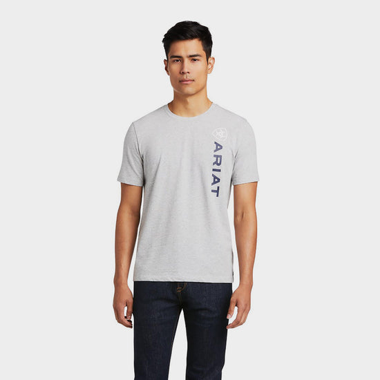 Mens Vertical Logo Short Sleeved Top Heather Grey