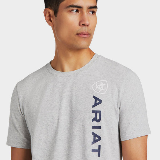 Mens Vertical Logo Short Sleeved Top Heather Grey