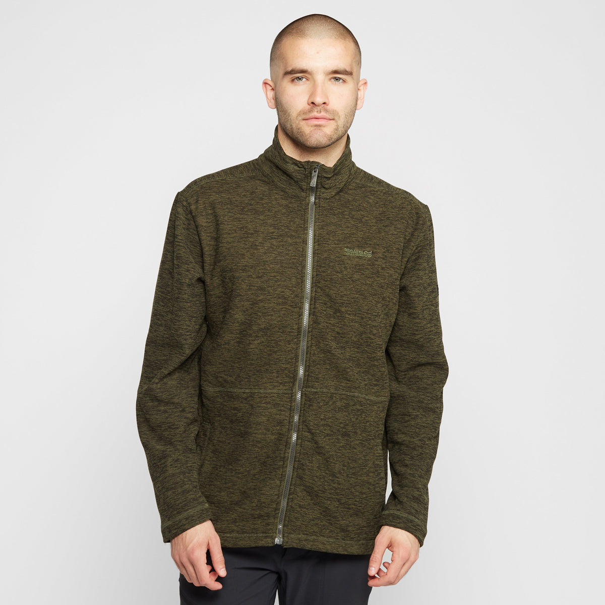 Mens Eildon Full Zip Fleece Dark Khaki Black Marl