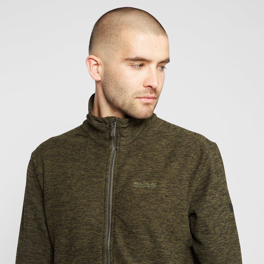 Mens Eildon Full Zip Fleece Dark Khaki Black Marl
