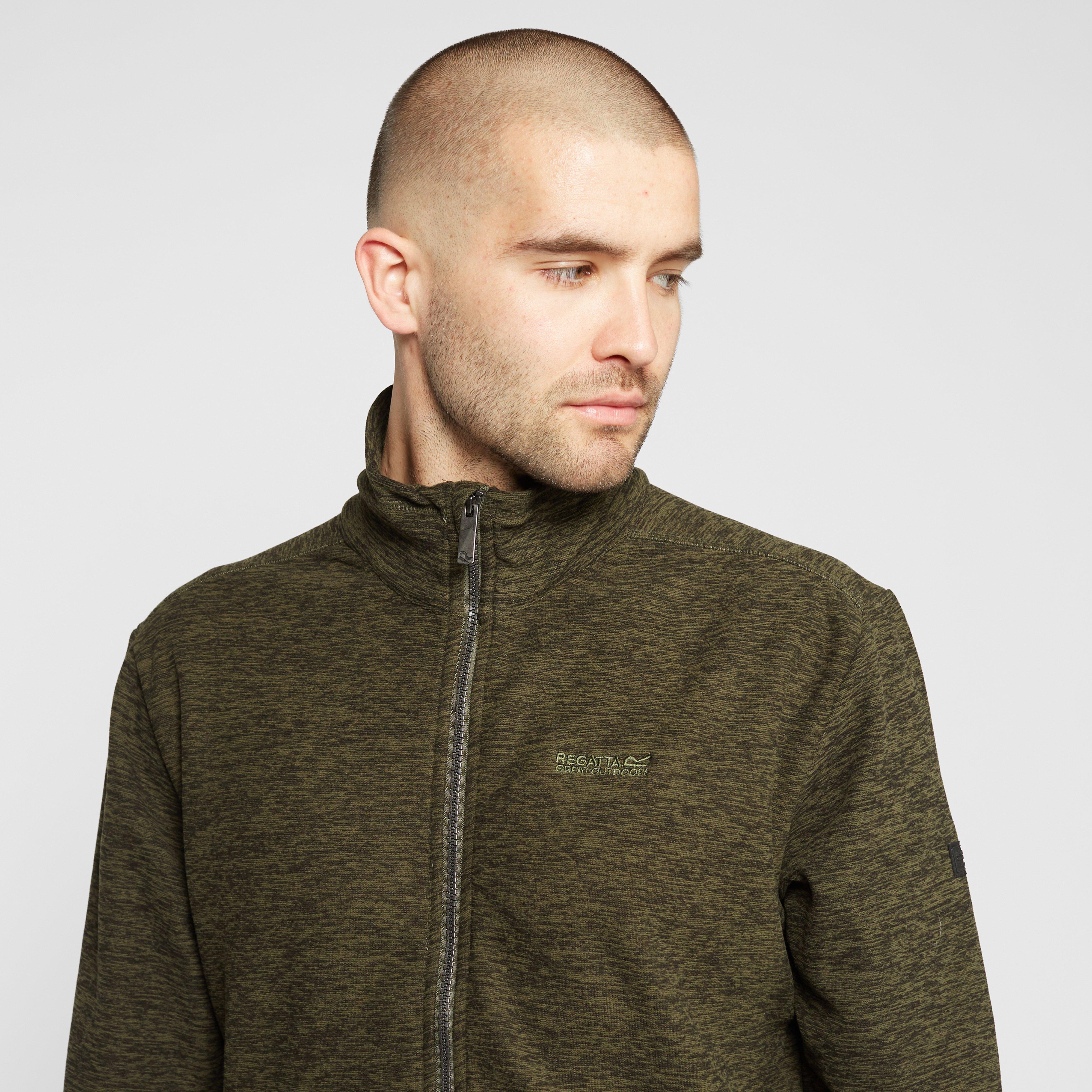 Mens Eildon Full Zip Fleece Dark Khaki Black Marl