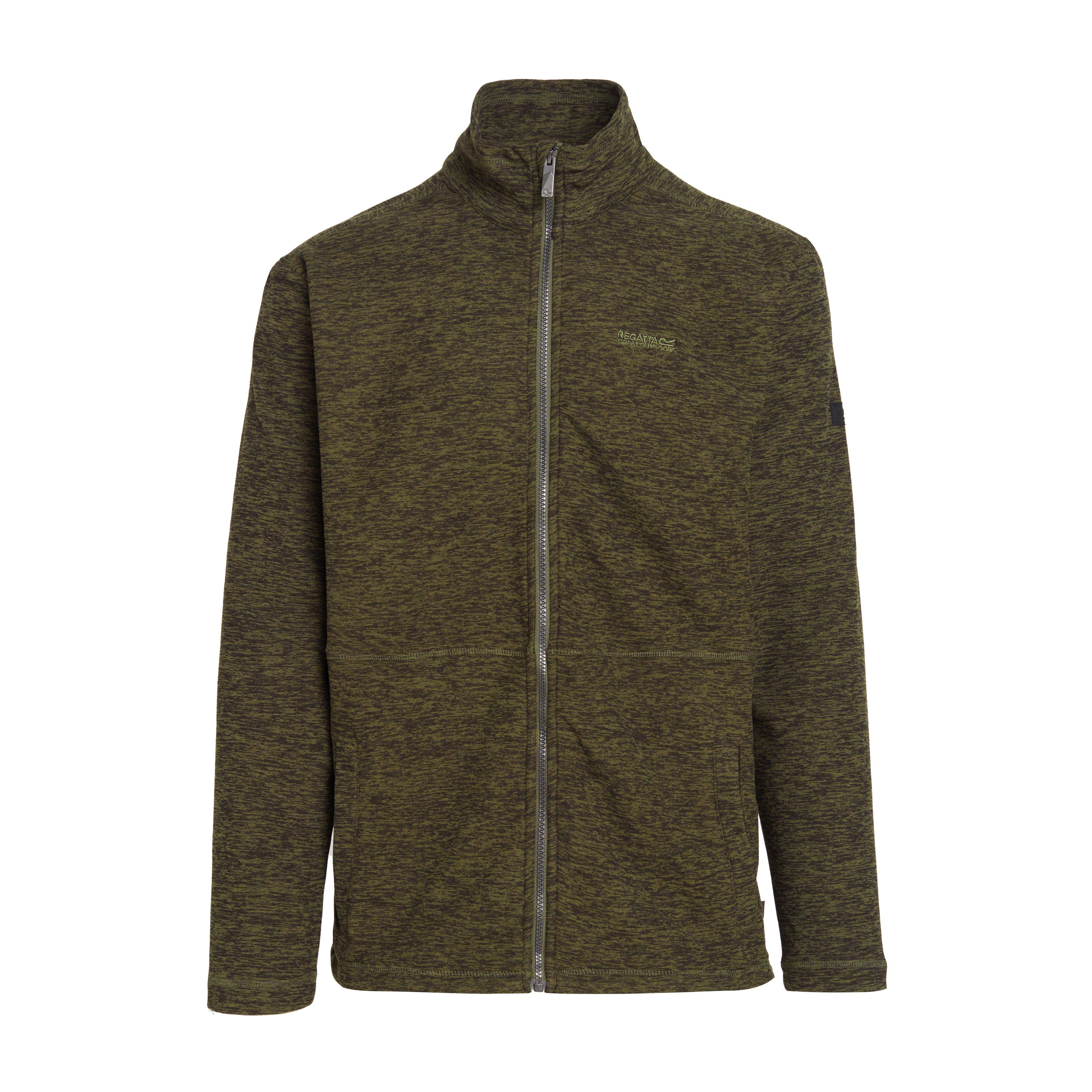 Mens Eildon Full Zip Fleece Dark Khaki Black Marl