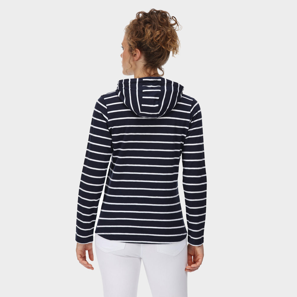 Womens Maleys Hoody Navy White Stripe
