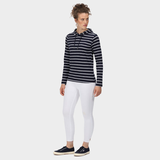 Womens Maleys Hoody Navy White Stripe