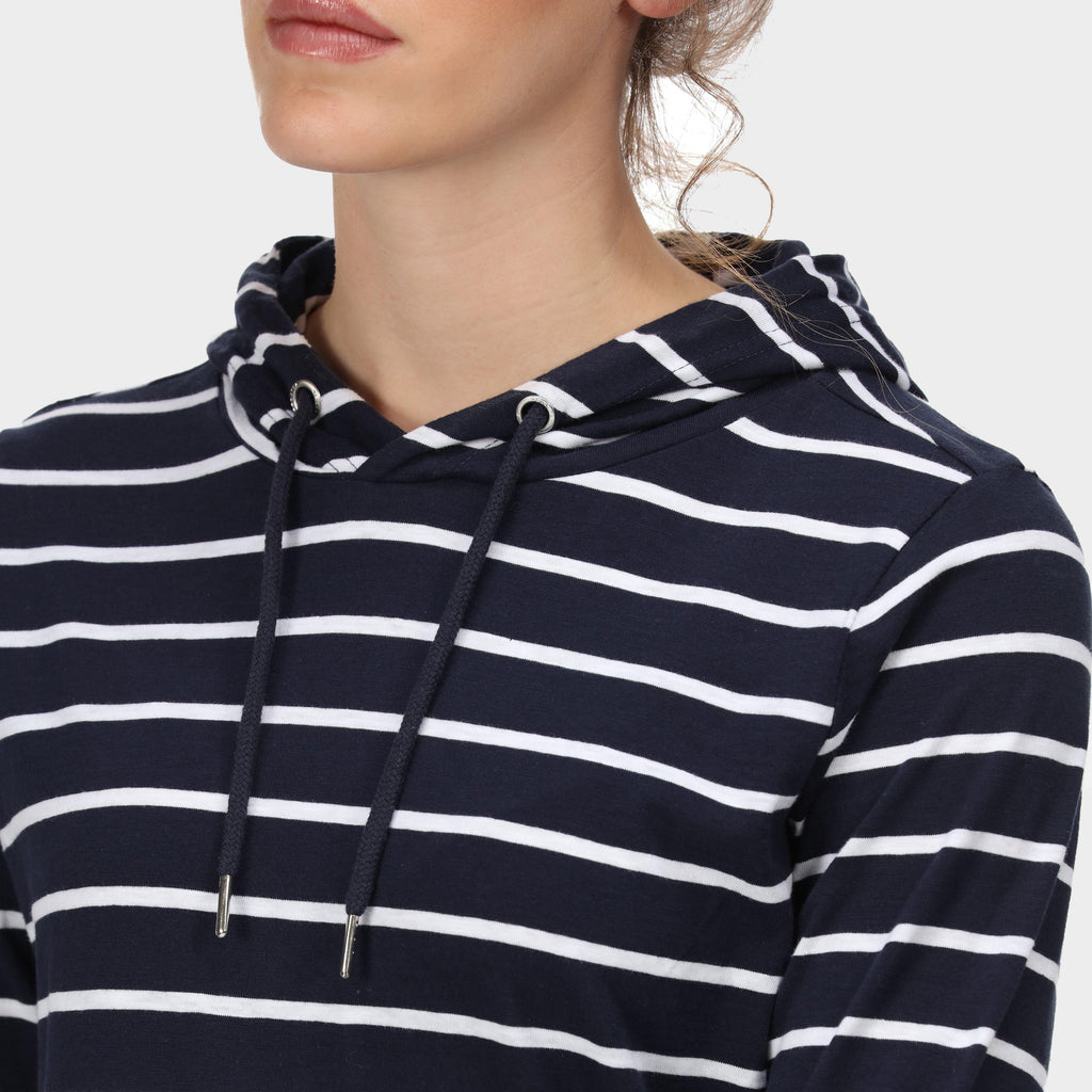 Womens Maleys Hoody Navy White Stripe