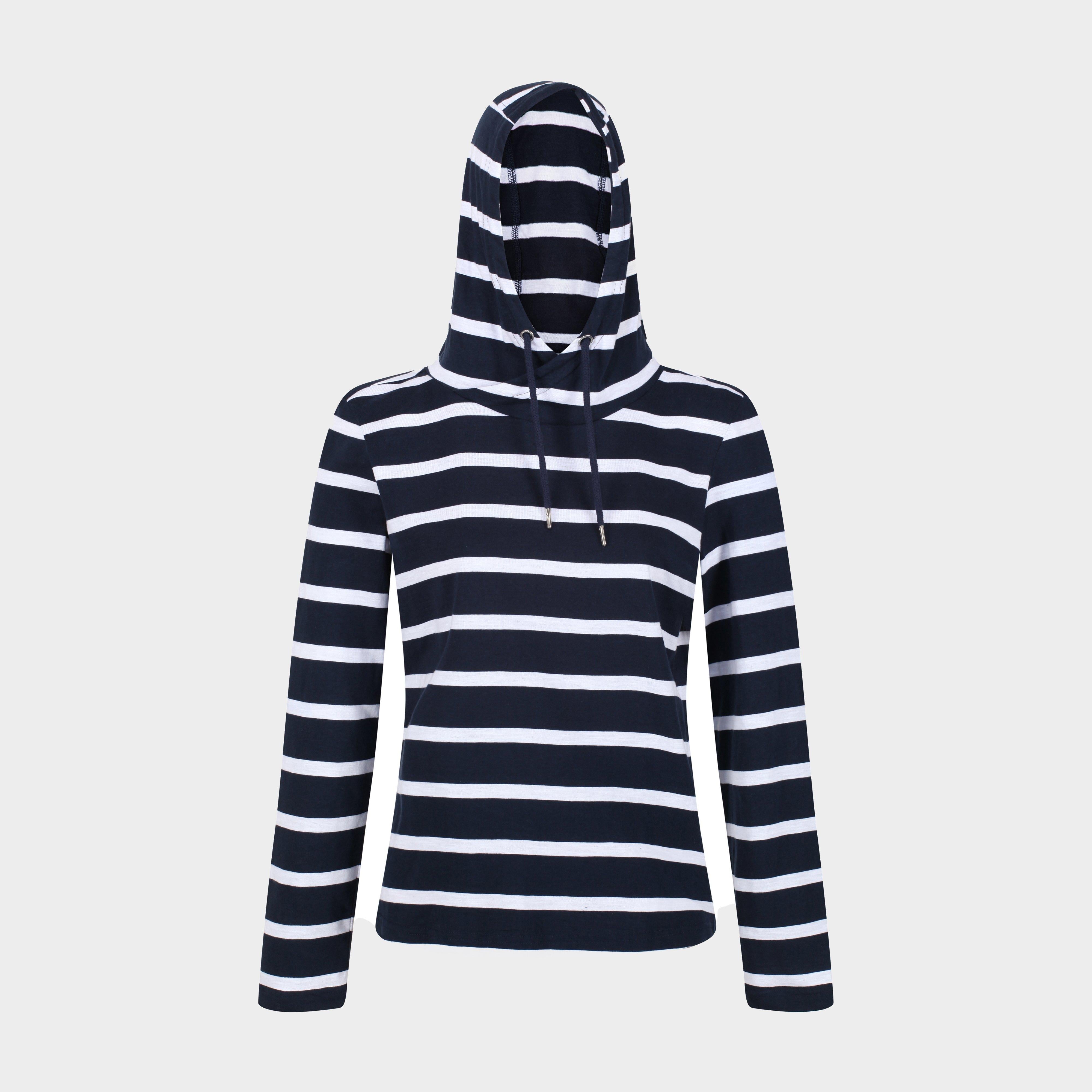 Womens Maleys Hoody Navy White Stripe