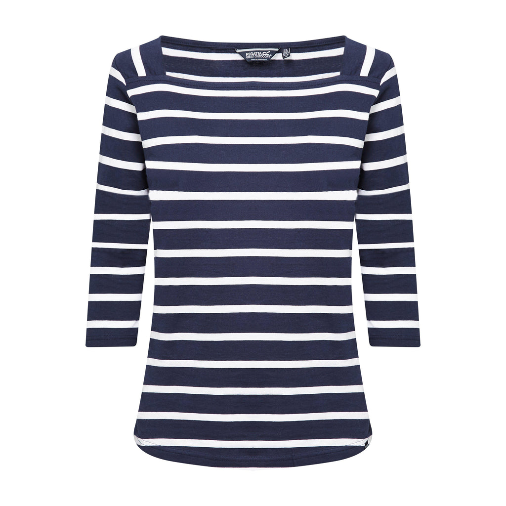 Womens Polexia Square Neck Top Navy White Stripe
