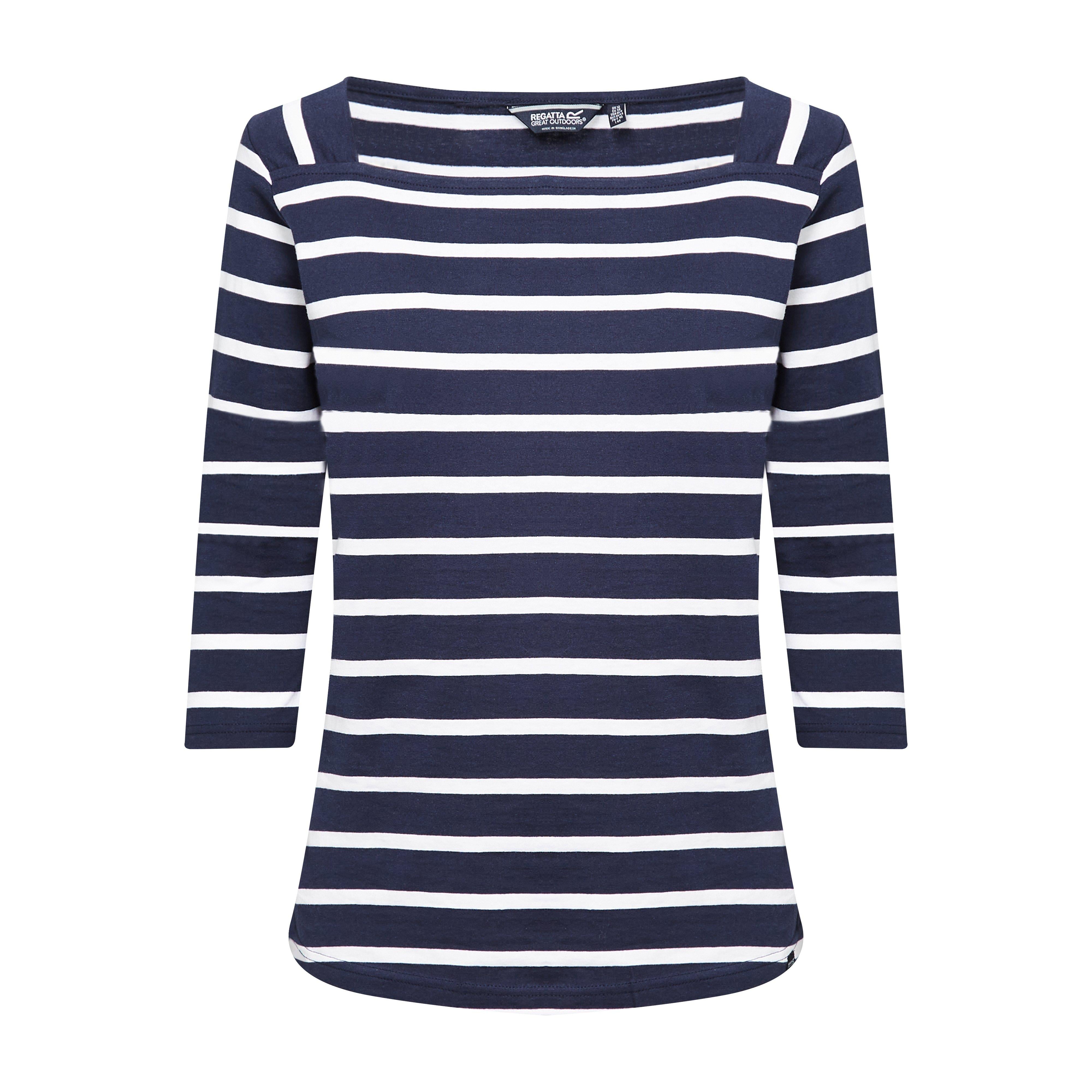 Womens Polexia Square Neck Top Navy White Stripe