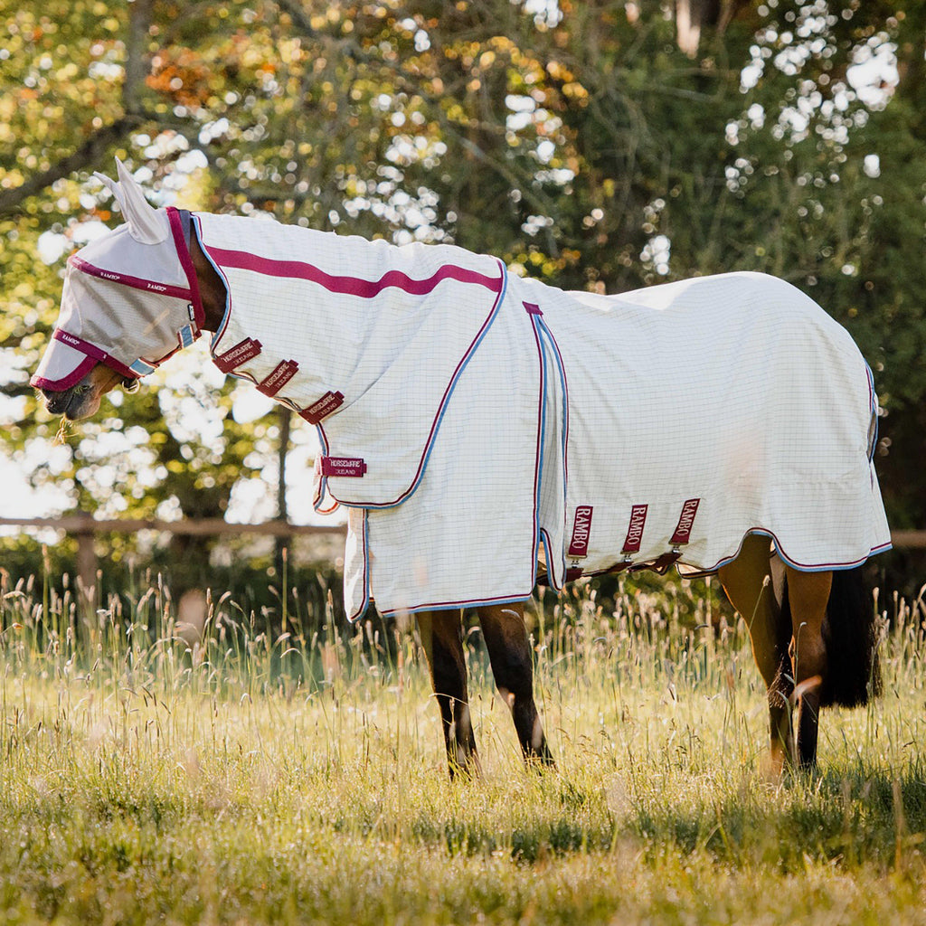 Rambo Fly Mask Plus-Non Treated Oatmeal/Cherry/Peach/Blue
