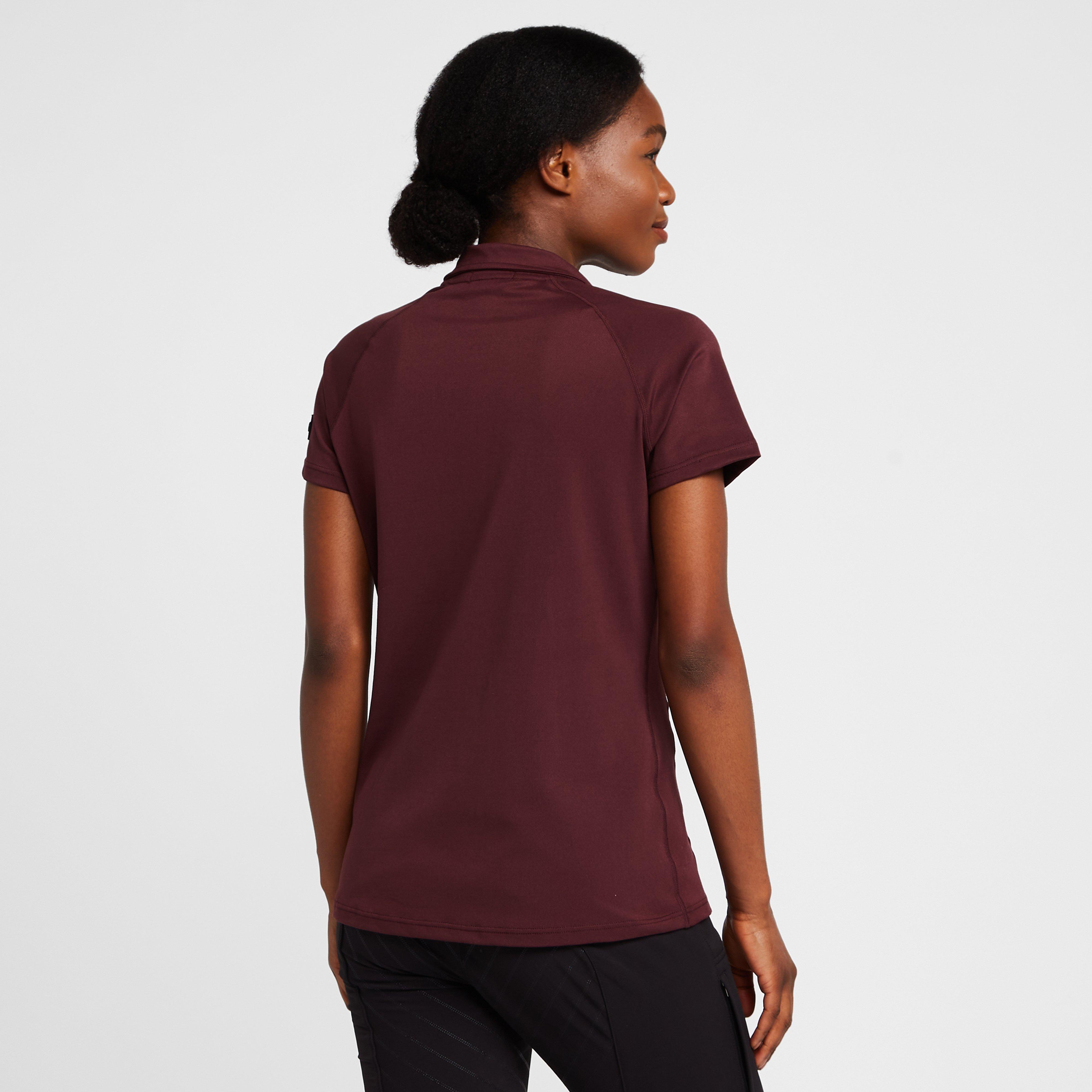 Womens Tiana Pique Short Sleeve Polo Shirt Burgundy Red Mahogany