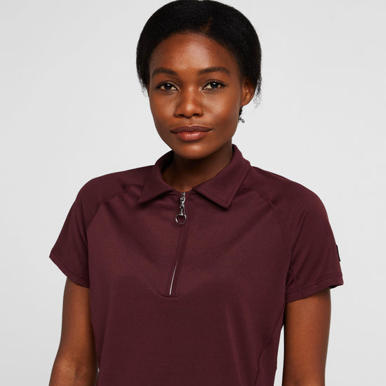 Womens Tiana Pique Short Sleeve Polo Shirt Burgundy Red Mahogany
