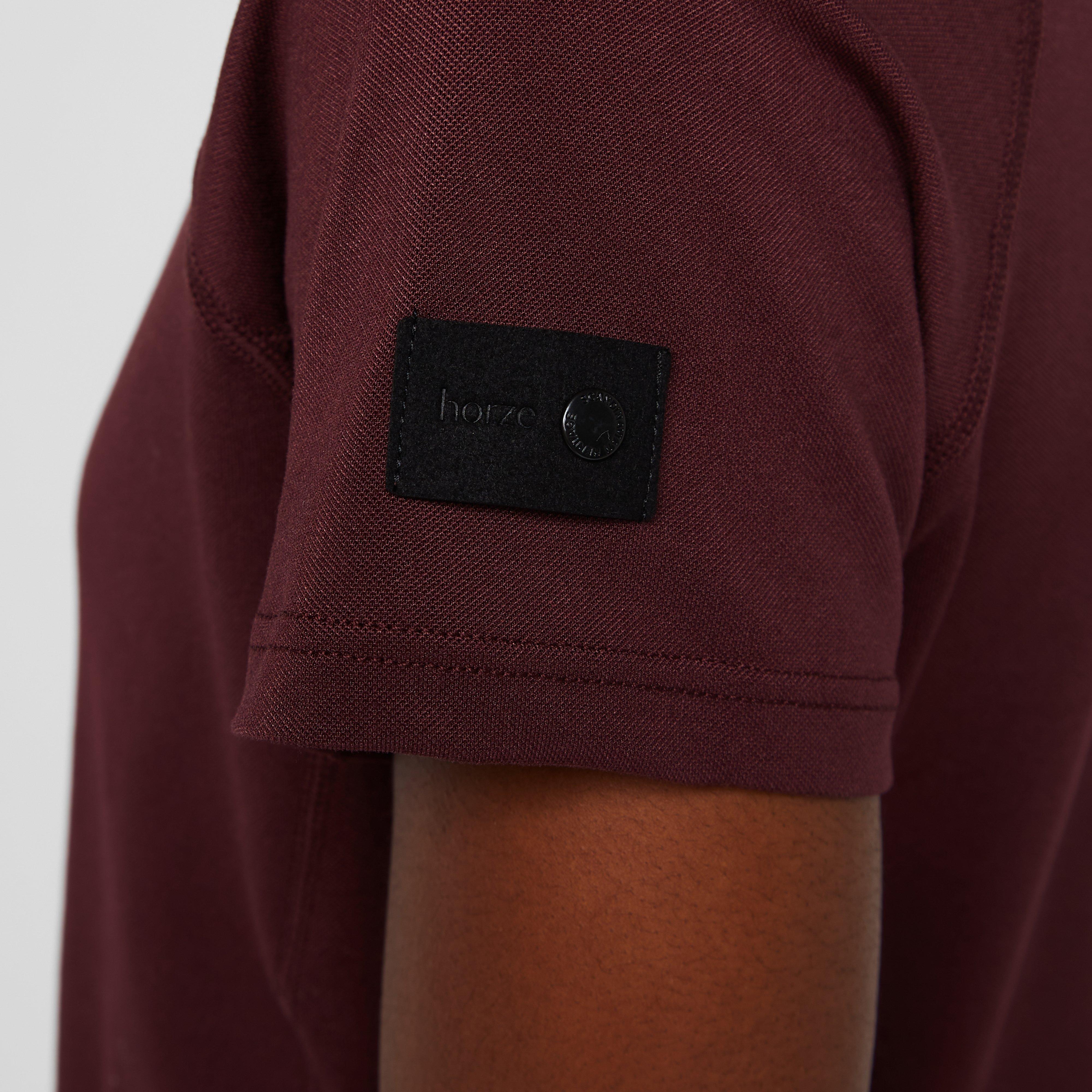 Womens Tiana Pique Short Sleeve Polo Shirt Burgundy Red Mahogany