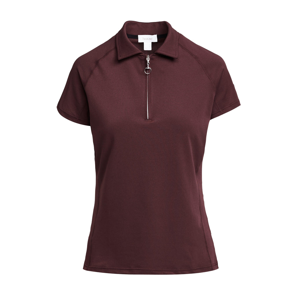 Womens Tiana Pique Short Sleeve Polo Shirt Burgundy Red Mahogany