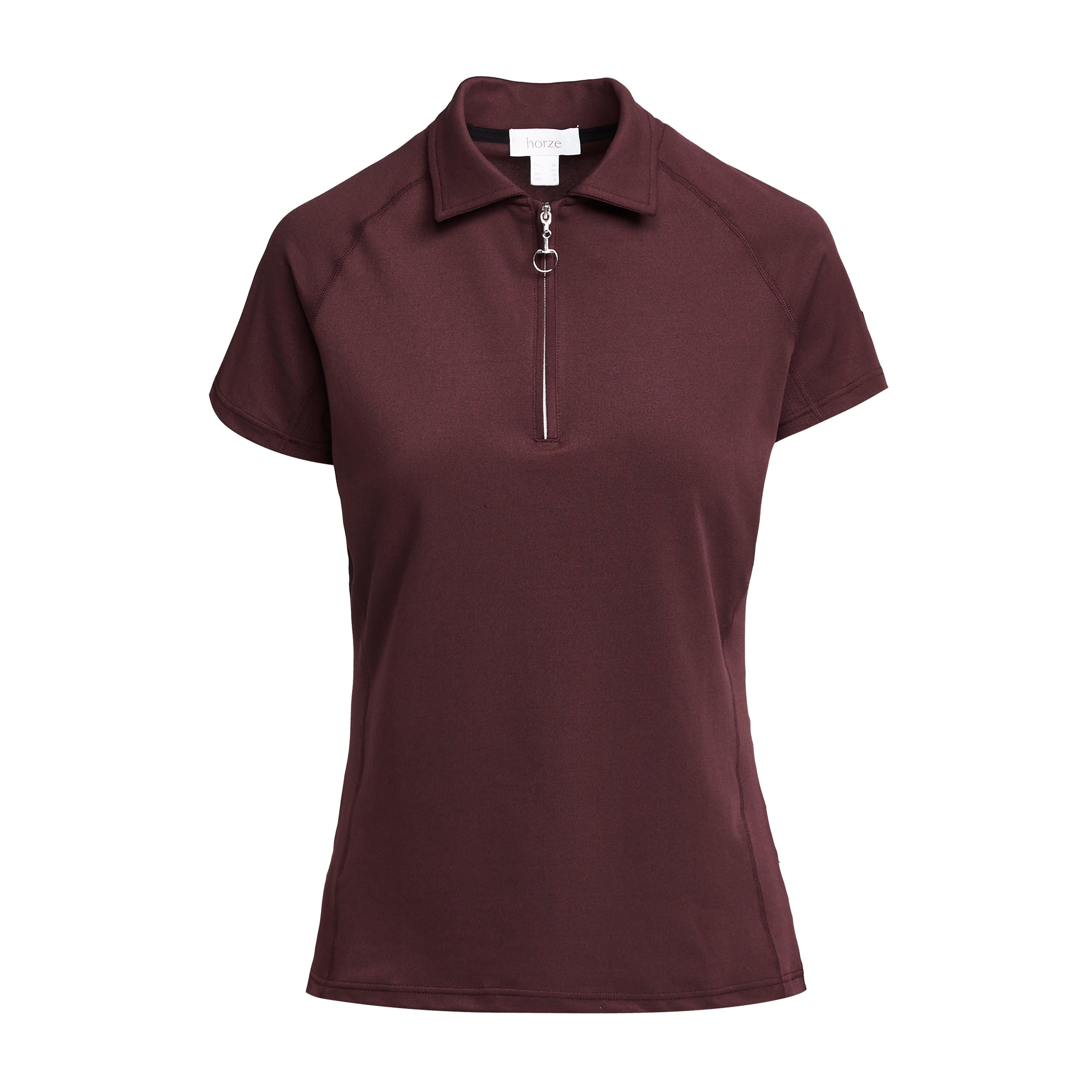 Womens Tiana Pique Short Sleeve Polo Shirt Burgundy Red Mahogany