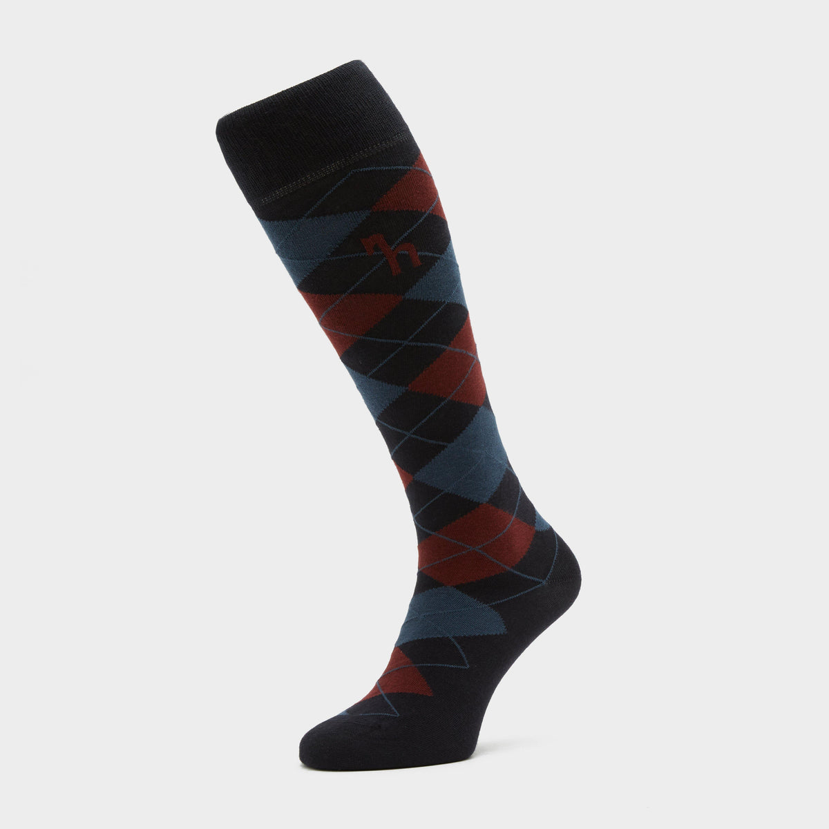 Womens Alana Check Riding Socks Dark Navy/Burgundy Red Mahogany